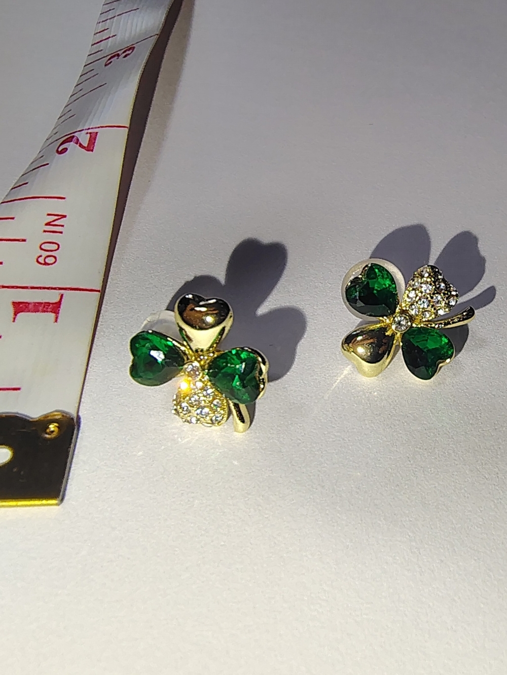 Crystal and Simulated Emerald Lucky Shamrock Stud Earrings